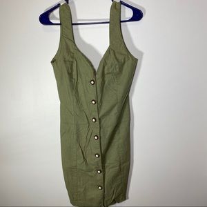 vintage green button up dress
